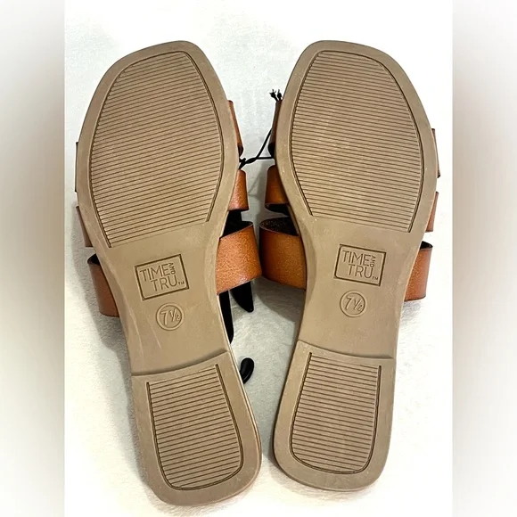 Time and Tru Brown Slide Sandals with Gold Accent Women’s Size 7.5 NWT - Picture 10 of 15